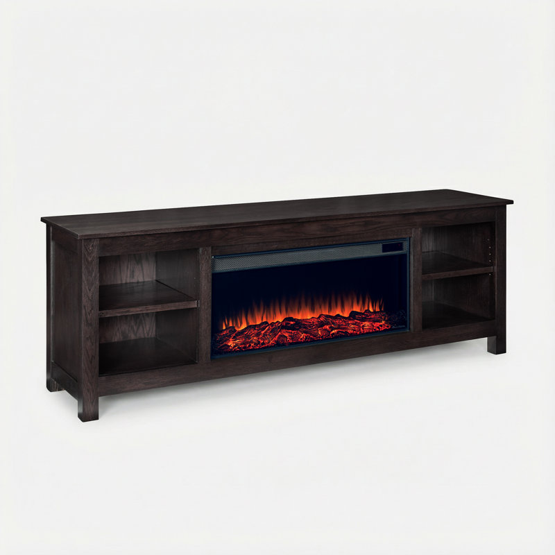 Charley 84" Electric Fireplace TV Stand, Dark Oak