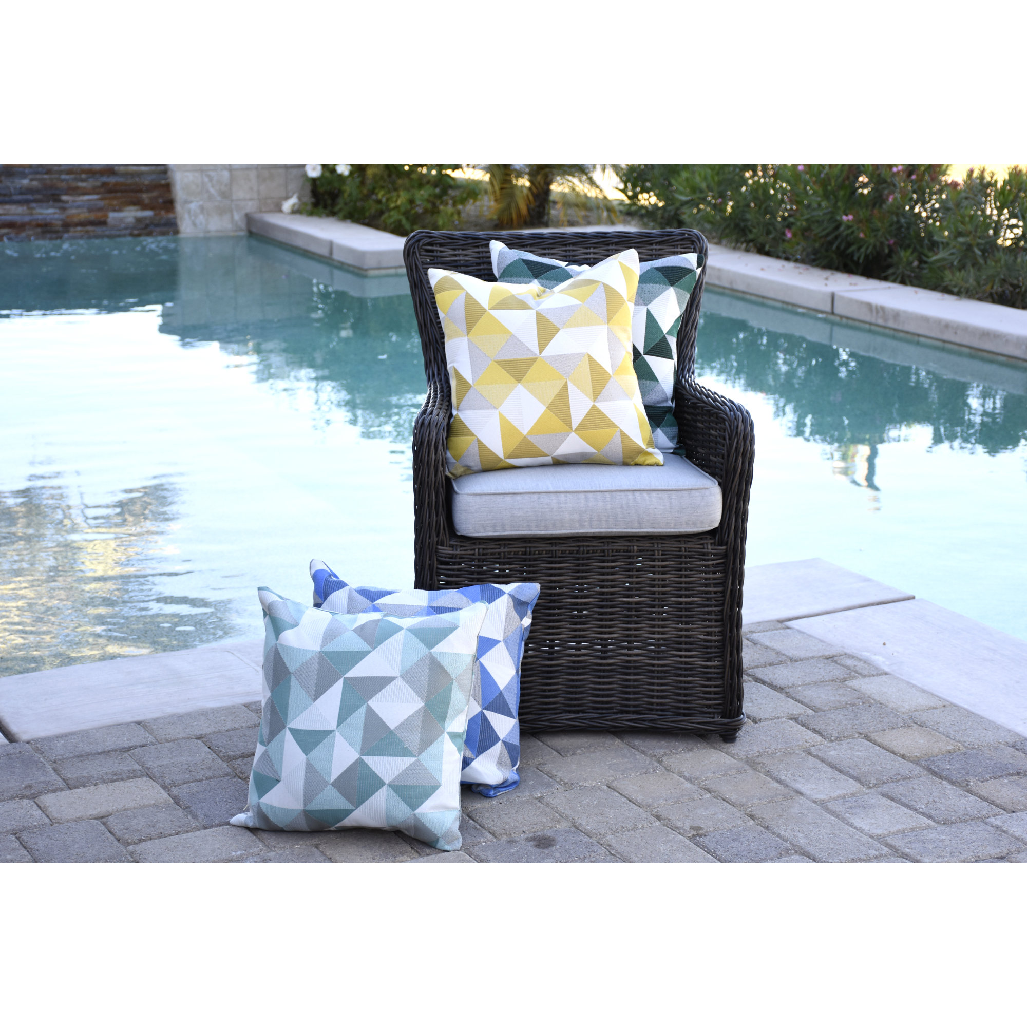 Pacifica Geometric Indoor/Outdoor Throw Pillow, 18"H x 18"W, Ruskin Lakeside