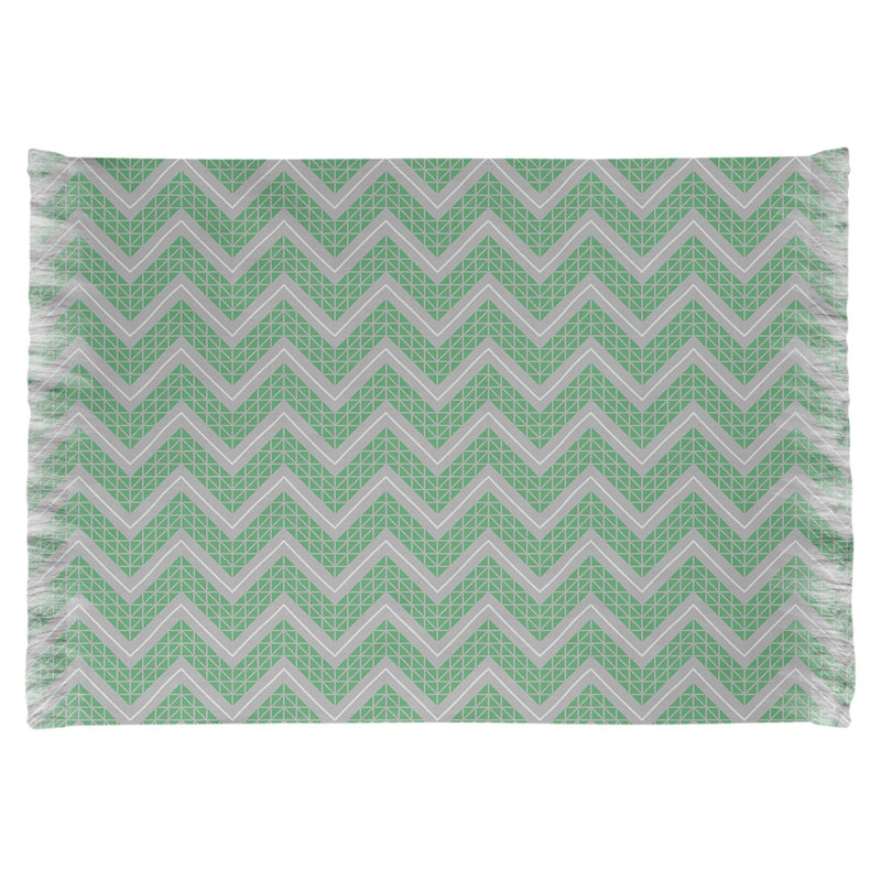 Tapis vert à motifs chevrons dessinés à la main, Oui