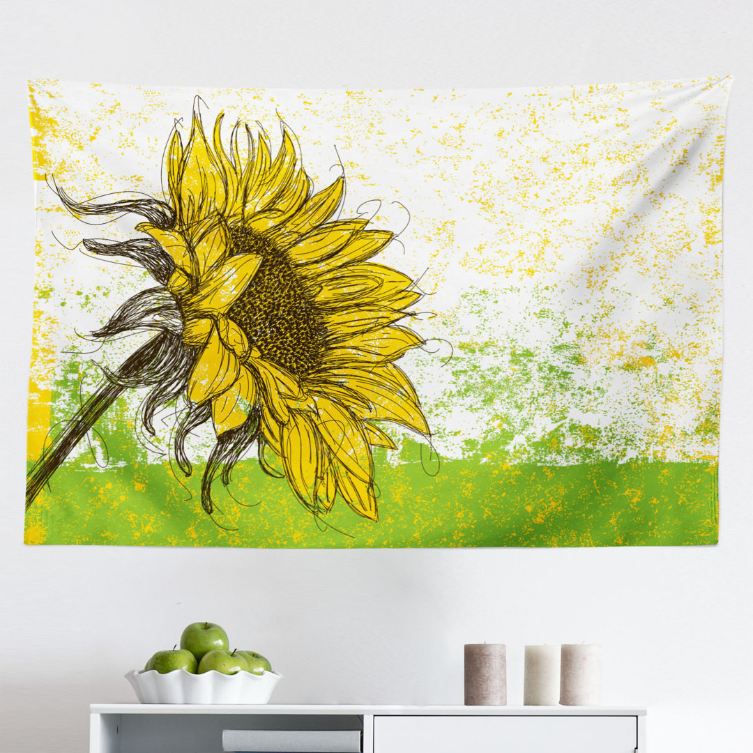 Wandbehang Floral Print Sonnenblumen in einem Feld Sommergarten