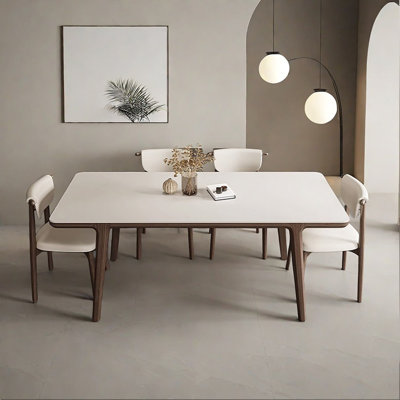 Modern simple rectangular matte white rock table