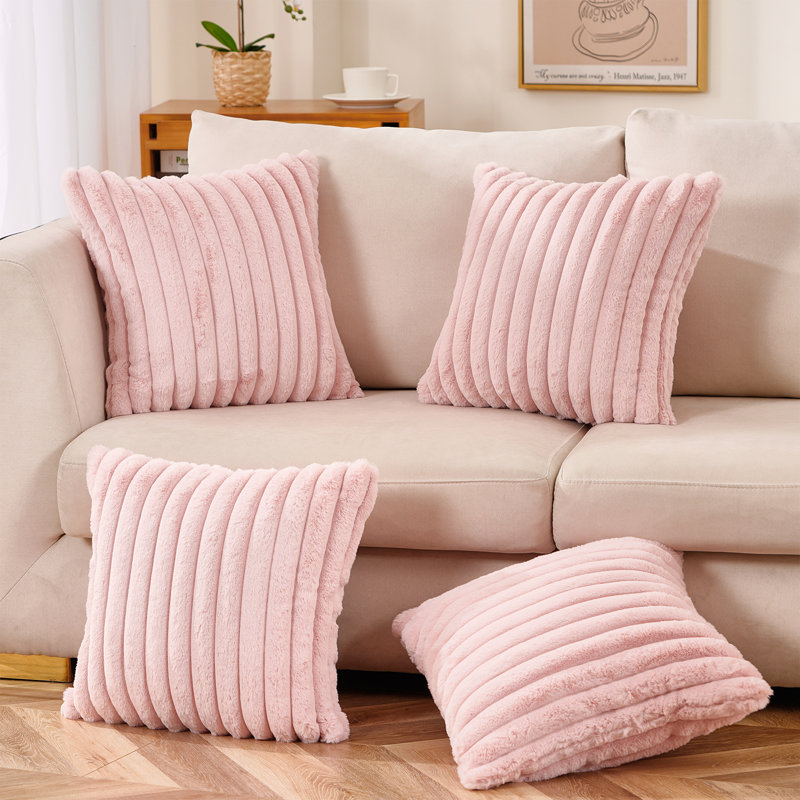Housses de coussin Deconov, 20 po x 20 po, Rose clair, Coton