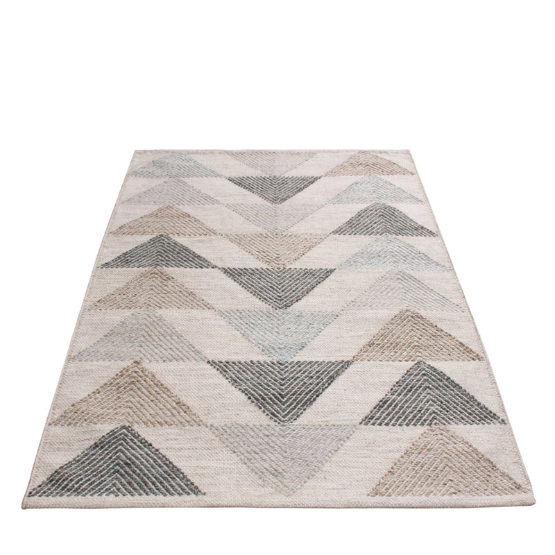 Rug & Kilim’S Scandinavian Inspired Moroccan Style Beige And Blue Polyester Rug, Rectangle 6' x 9'
