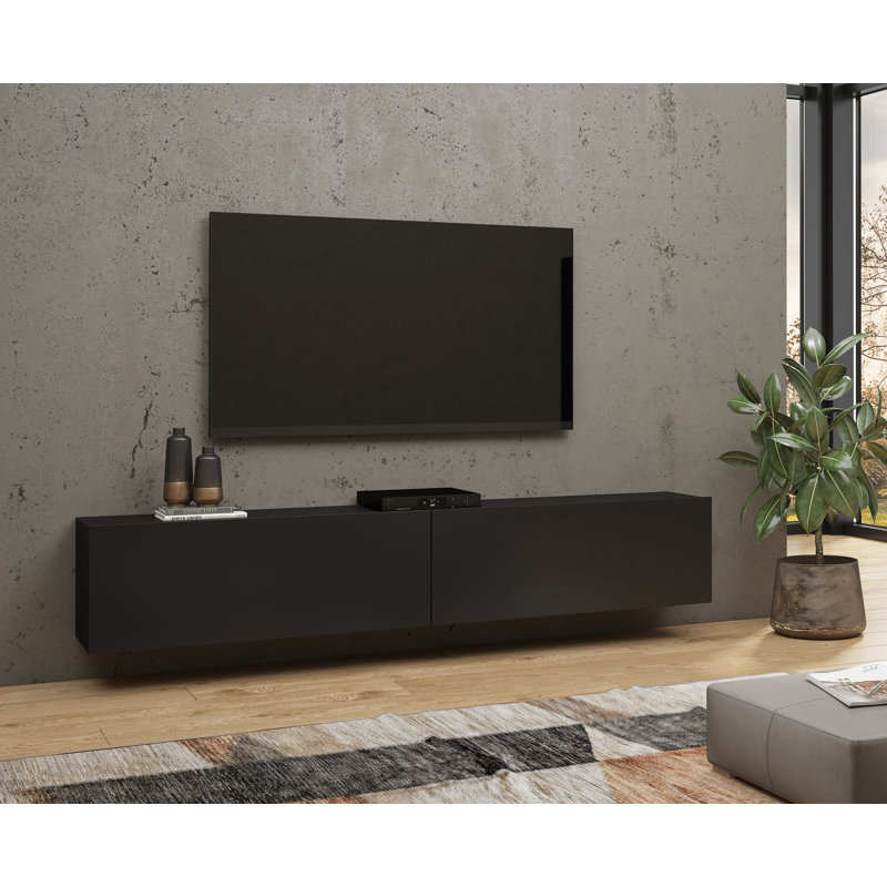Corozon Unfinished TV Stand for TVs up to 78", Black / Wotan Oak