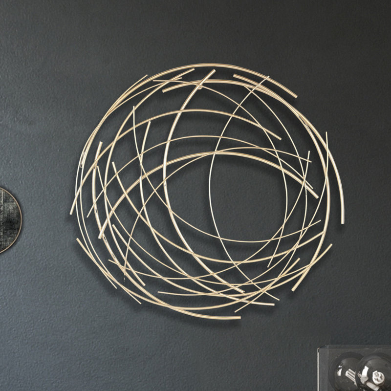Décoration murale contemporaine abstraite ronde, Doré