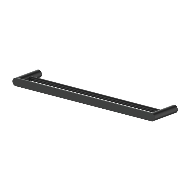 Crystal Bay Double 24" Wall Mounted Towel Bar, Matte Black