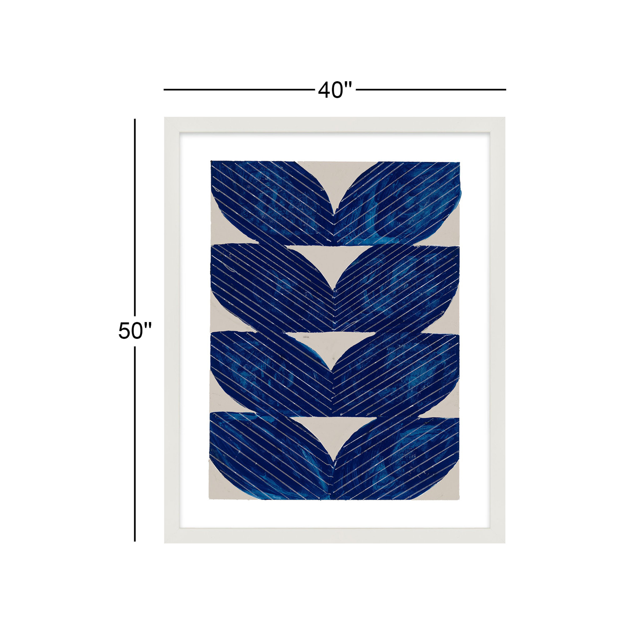 Navy Chevron by Andrea Stokes, 50" H x 40" W x 1.25" D, White