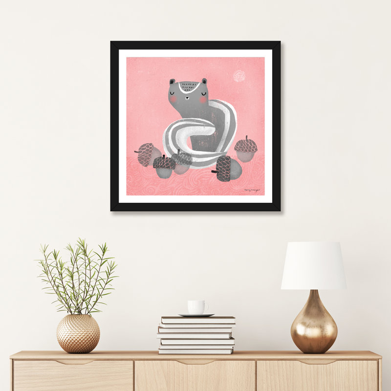«Chipmunk Dream» par Terry Runyan - impression, H 24 po x l 24 po x p 1 po, Papier encadré noir, Blanc