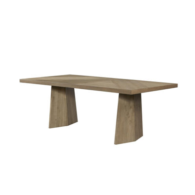 Faceted Double Pedestal Dining Table in Wheat – American White Oak Veneer