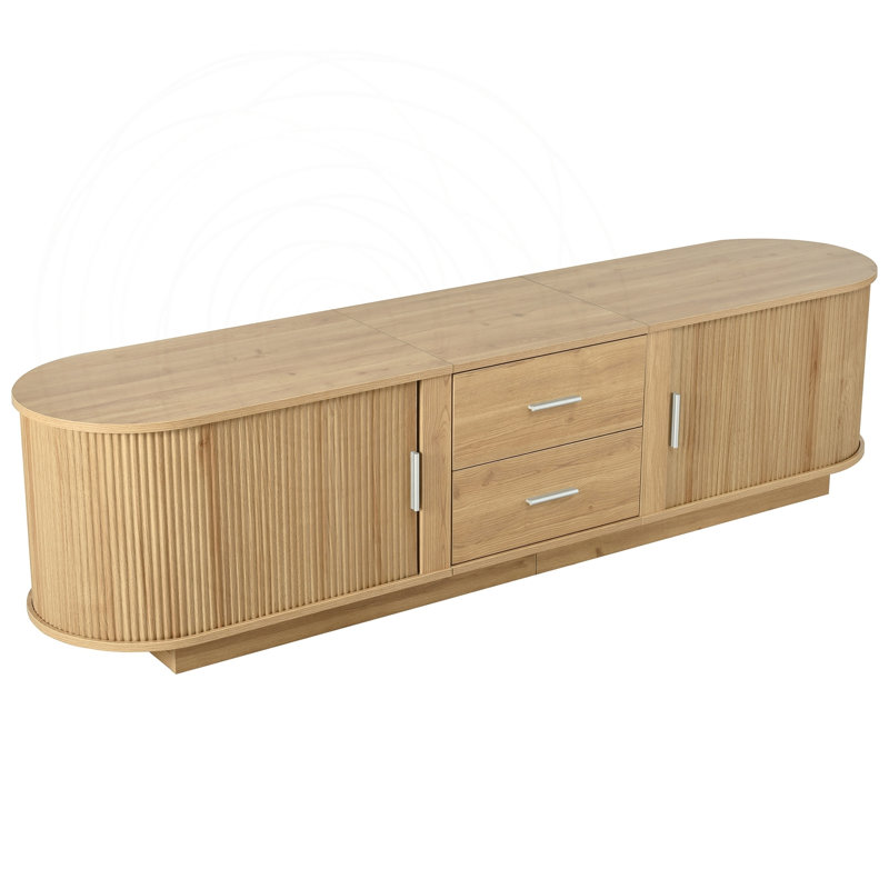 Meuble télé avec tiroirs et rangement caché American Style, Acacia Wood