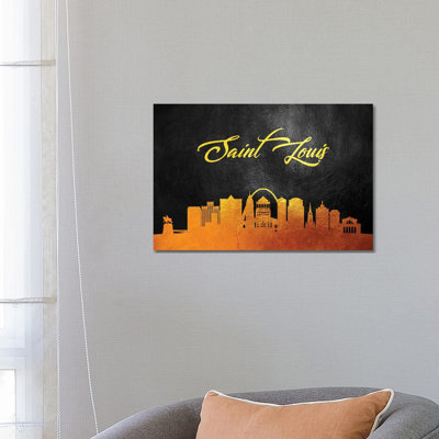 Saint Louis Missouri Gold Skyline by Adrian Baldovino - Wrapped Canvas Print