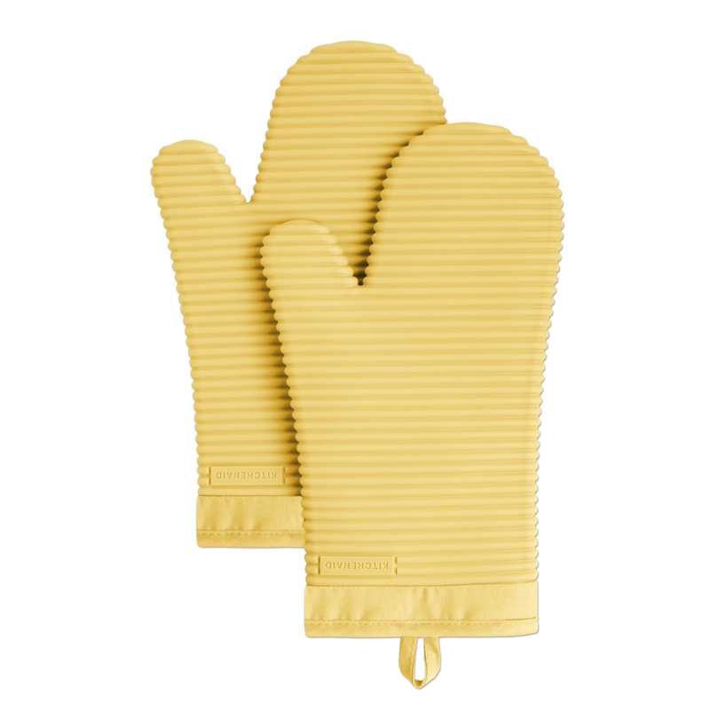 KitchenAid Ribbed Soft Silicone Oven Mitt, Orange Sorbet