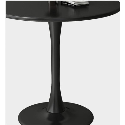 Table ronde noire, table de salle à manger moderne, plateau en panneau de fibres à densité moyenne et table tulipe ronde en acier, table basse Mid-Century pour salon 24 po, table de cuisine, table de salle à manger ovale