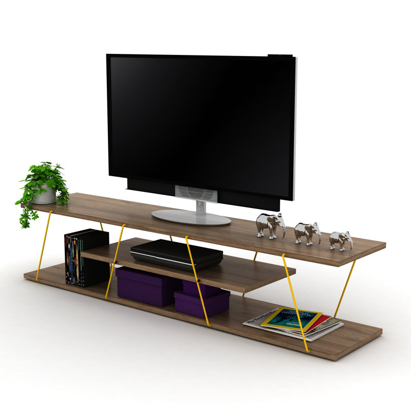 Kely Solid Wood 67'' W Storage Credenza TV Stand 2 Sliding Door Cabinet 2 Shelves, Walnut 2