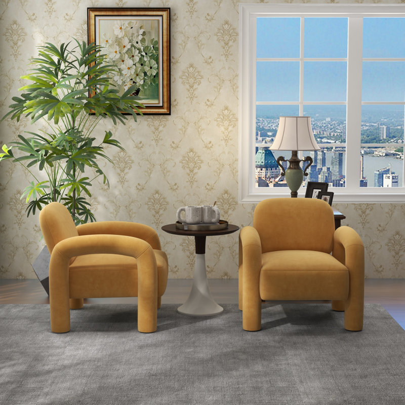 Velvet Armchair, Yellow