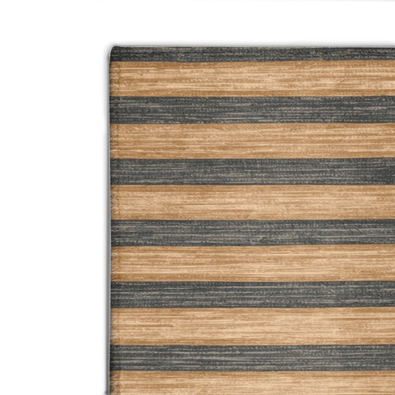 Tapis intérieur / extérieur noir HorizontalStripes, Rectangle 4pi x 6 pi