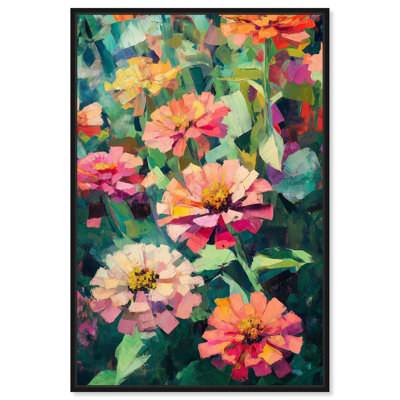 Art Remedy, fleurs vibrantes sur toile, Zinnias en fleurs I