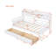 Lit de jour simple, support en lattes de bois, avec tablettes de chevet et deux tiroirs, blanc-571513899-571513898