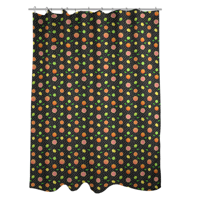 Rideau de douche simple Citrus fruit, Noir
