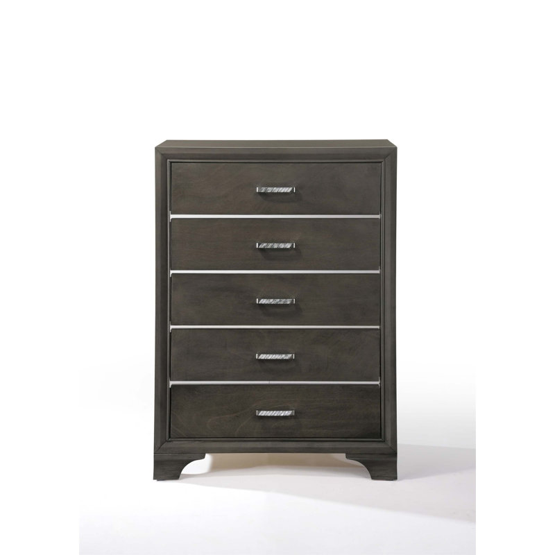 Commode verticale en bois manufacturé avec 5 tiroirs