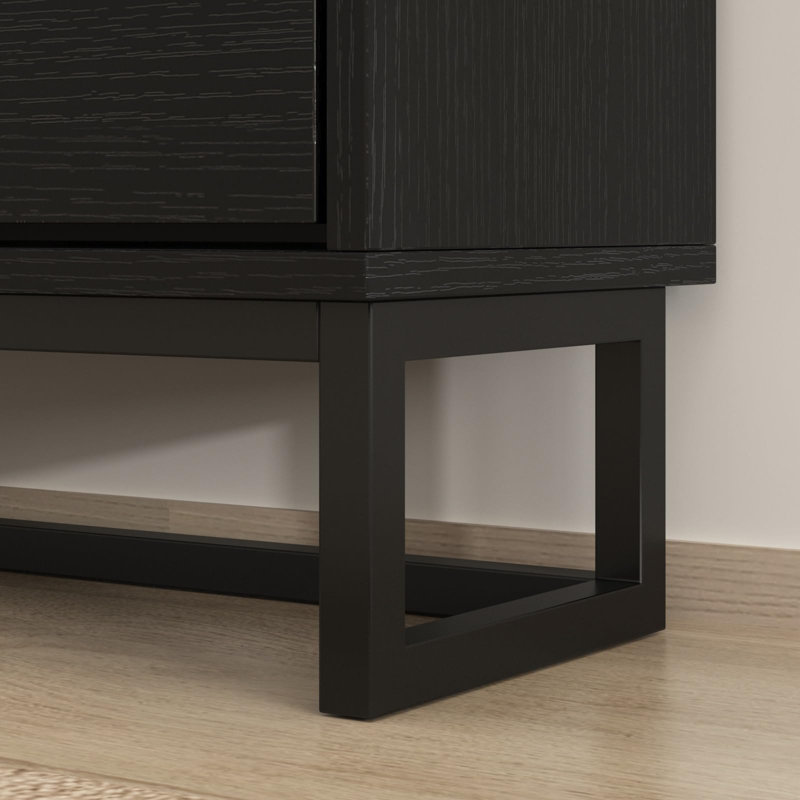 Large Rattan Shoe Storage Cabinet With 4 Flip Drawers, Black
