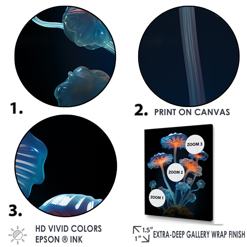 Mystical Jellyfish Garden, reproduction d'art sur toile, Cadre doré simple, H 40 po x l 30 po x P 1,5 po