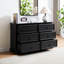 Commode noire pour chambre à coucher avec rangement élégant et poignées élégantes