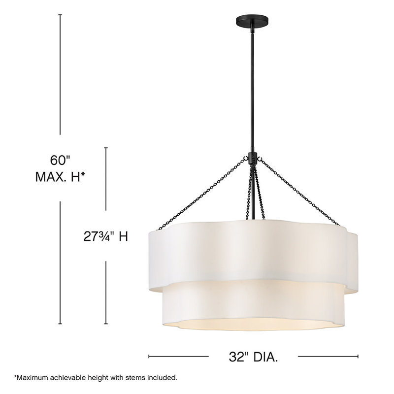 Gwen 8 - Light Steel Chandelier, Black
