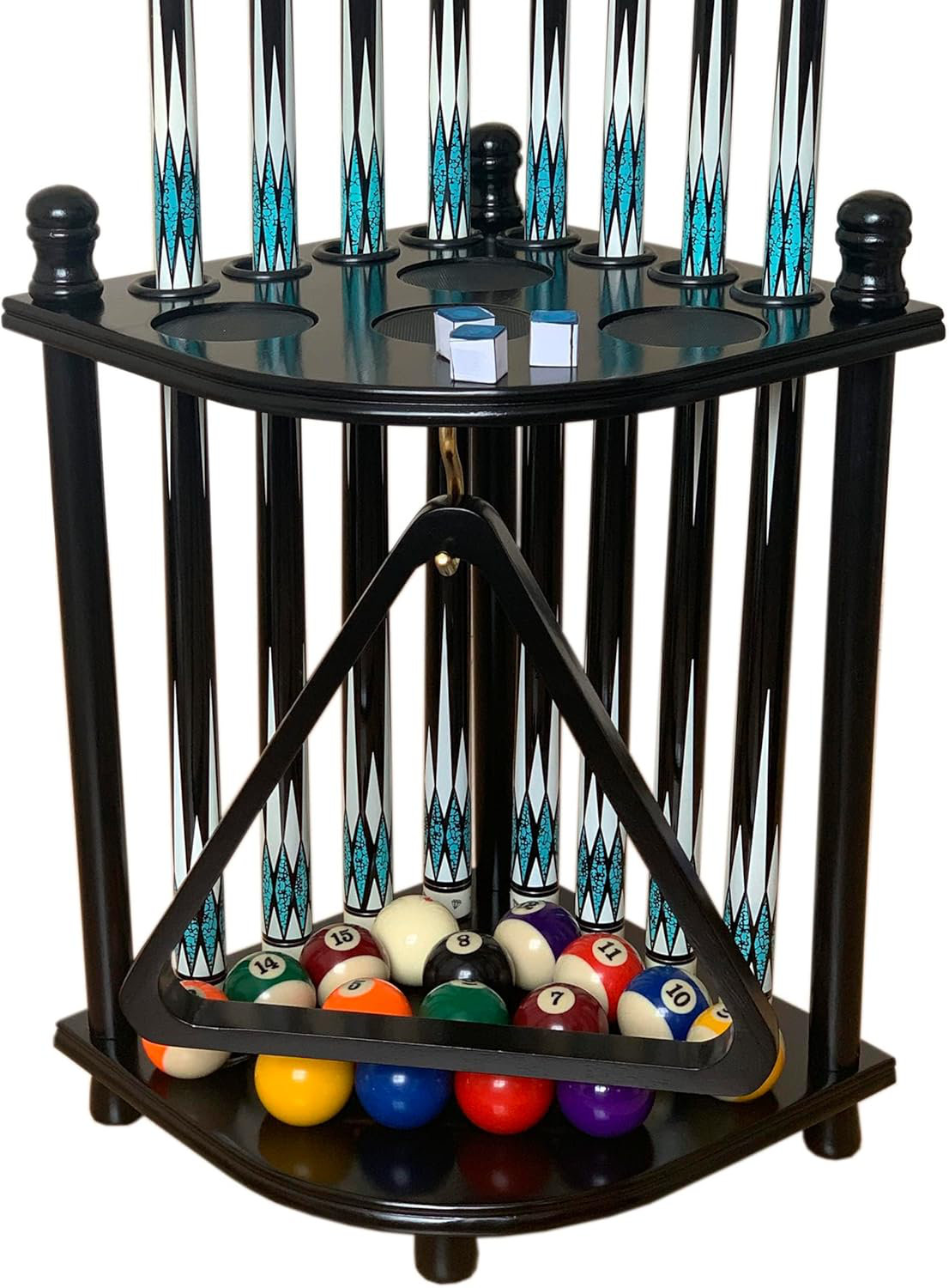 X－MAX FURNITURE Floor Pool Cue Rack Hold 8 Cue Sticks & Billiard ...