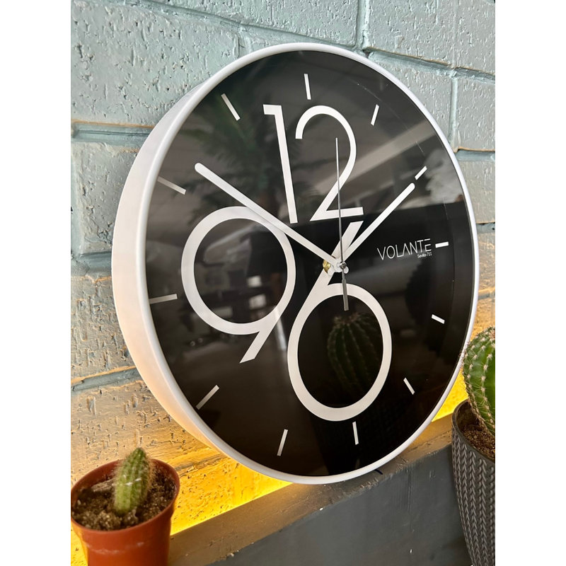 Elegant Decorative Wall Clock, 12 in Diameter, 1.8 in Thick | 100% Plastic Frame, Real Glass Cover | Classic White Color | Perfect for Home or Office Decor, Stylish Timekeeping & Easy to Read Design
