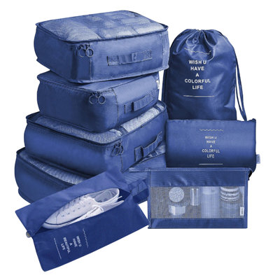 Cubes de rangement 8 ensembles Organiseurs de bagages de voyage Sac de rangement pour chaussures Pochettes pratiques pour les voyages