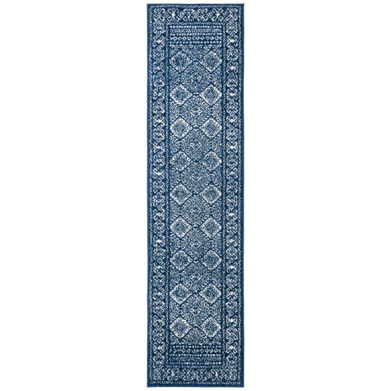 Tapis bleu marine / ivoire Callista, Tapis de couloir 2 pi x 15 pi