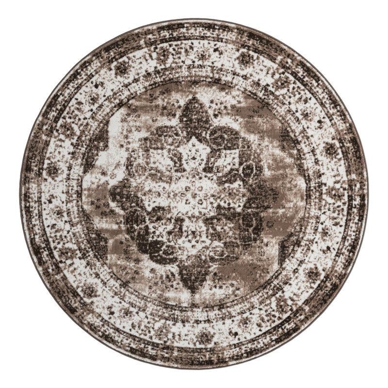 Brandt Oriental Area Rug, Round 7'1", Light Brown