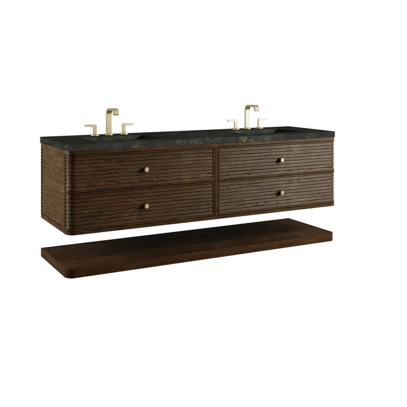 Allamari 72" W Double Vanity, Phantome Eclos, Sable Oak, 8" Widespread