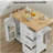 Kitchen island with foldable countertop, rolling kitchen island cart, with storage cabinet and barn door kitchen island table, with wheels, white-1179969337