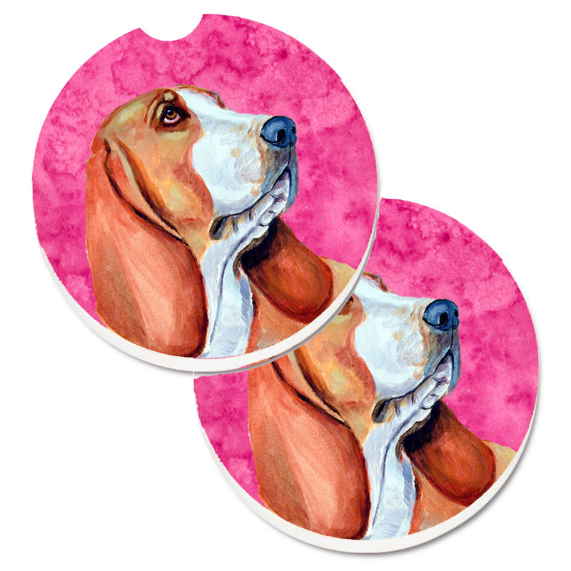 Sous-verre barbu collie voiture, Basset beige