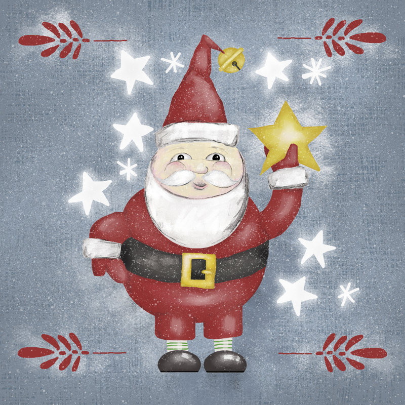 Folksy Christmas I - Wrapped Canvas Print, 91cm H x 91cm W