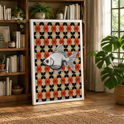 Fish in Ornament Eclectic - Wrapped Canvas
