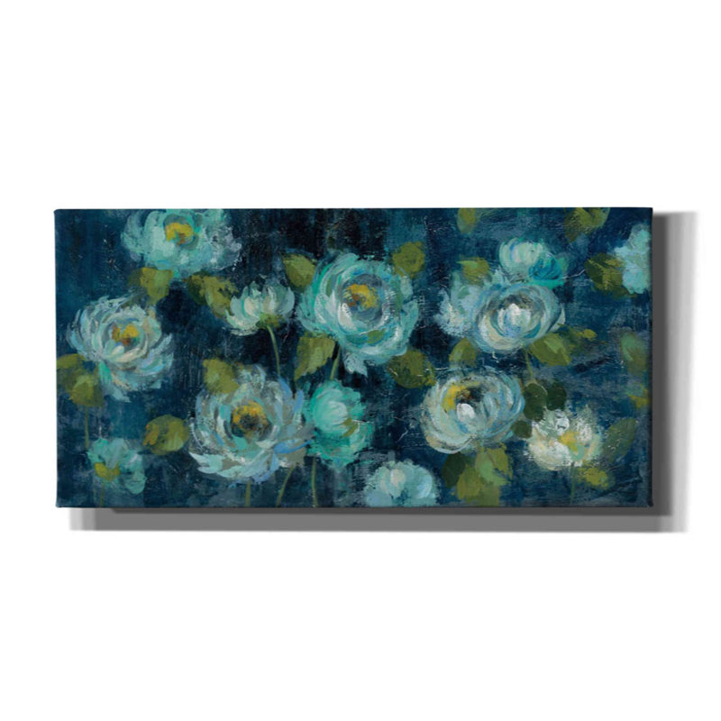 «Indigo Mums» par Silvia Vassileva, art mural sur toile, H 20 po x l 40 po x P 1,5 po