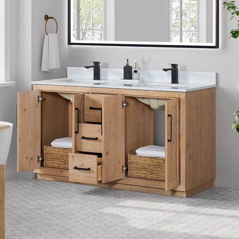 Meuble-lavabo double 60 po avec miroir Anais