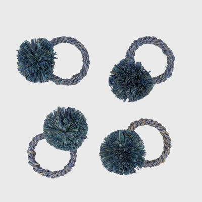 Straw Pompom Napkin Rings