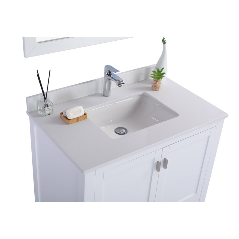 Mariário 36 " W Freestanding Standard Single Vanity Bathroom Vanity With Top, White Quartz, White