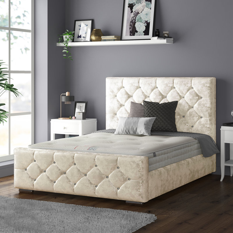 Farallones Upholstered Bed, Small Double (4'), Cream
