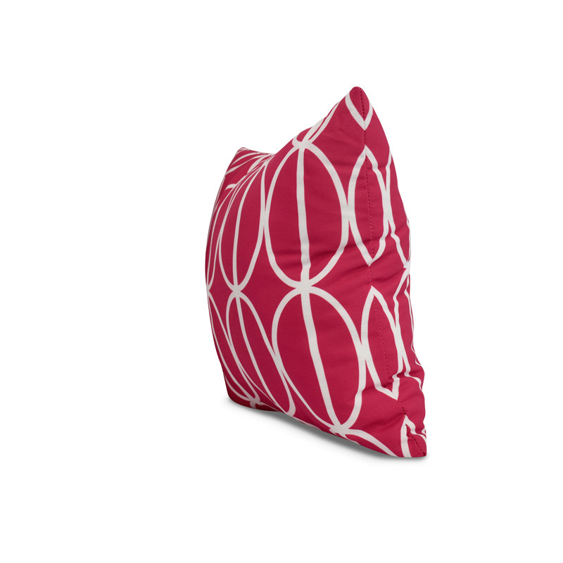 Fuchsia and White Geometric Print 26" Round Throw Pillow