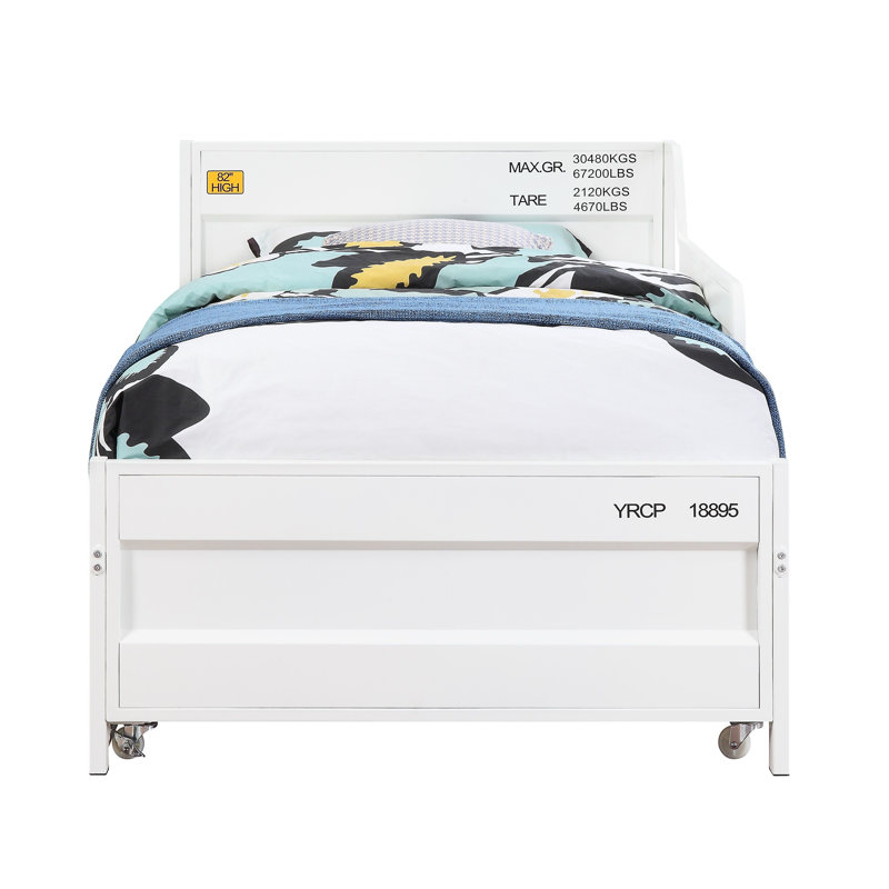 Egon Metal Twin Daybed with Trundle,Guest Bed,Platform Bed, White