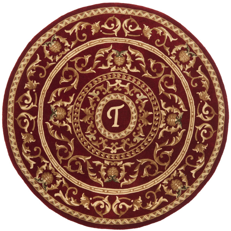 Lenora Naples Hand Tufted Wool Pile Floral Rug, Round 6'