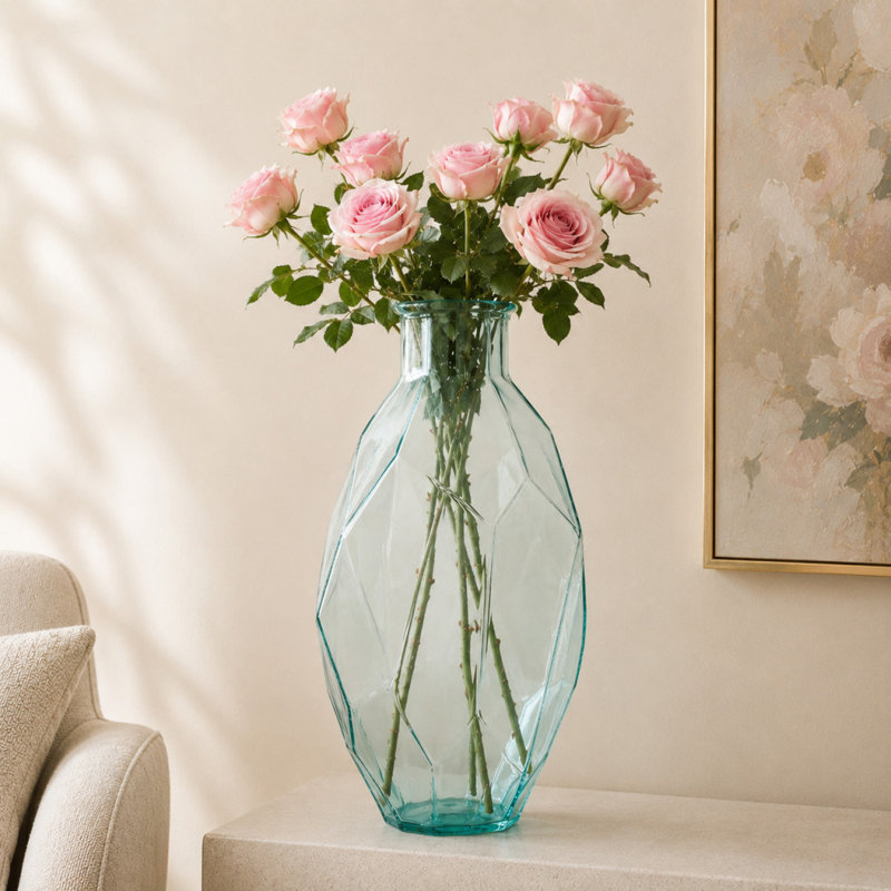 Vase de plancher en verre Hollomon, Clear, 23" H x 11" W x 11" D