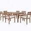 Ensemble de salle à manger 7 pièces pour l'extérieur, table en bois avec 6 chaises pour la pelouse, la cour, la terrasse du jardin, au bord de la piscine-634285673