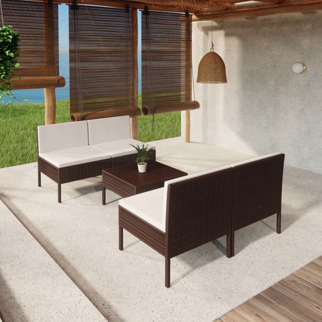 4-Sitzer Lounge-Set Jeslie aus Polyrattan mit Poster