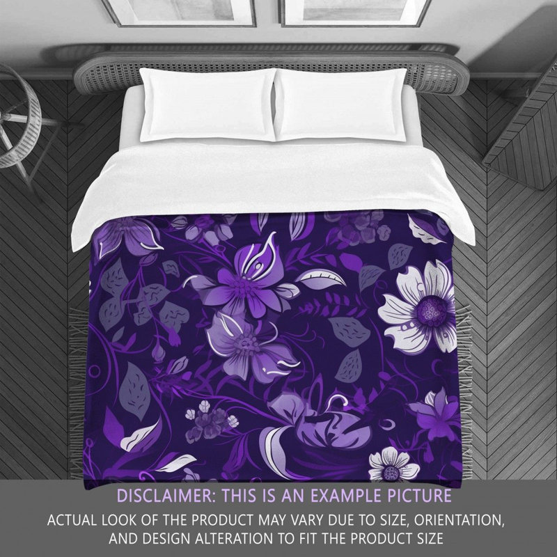 Machine Printed Comforter, Twin Extra Long Comforter, Purple/Silver